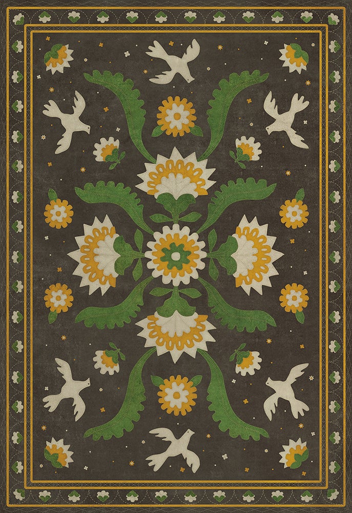 Vintage Vinyl Rug - Applique - The Greenest Dells