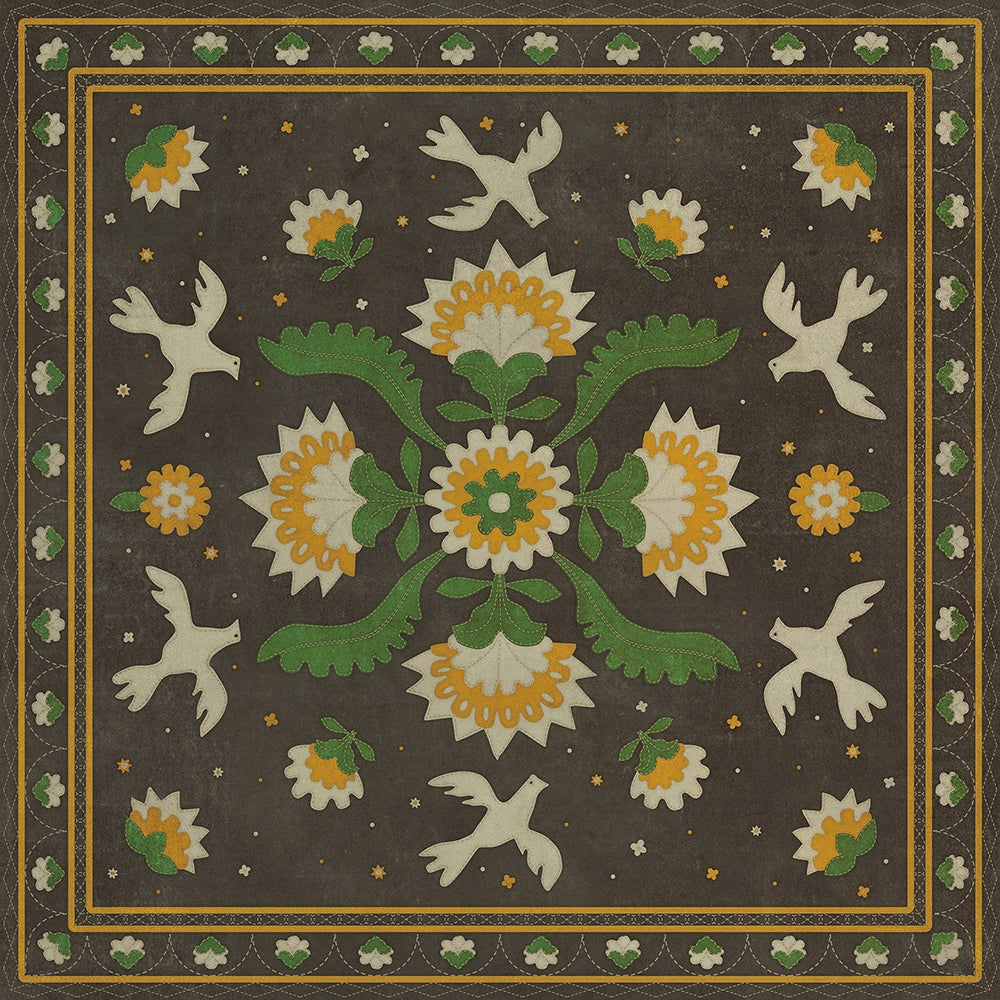 Vintage Vinyl Rug - Applique - The Greenest Dells