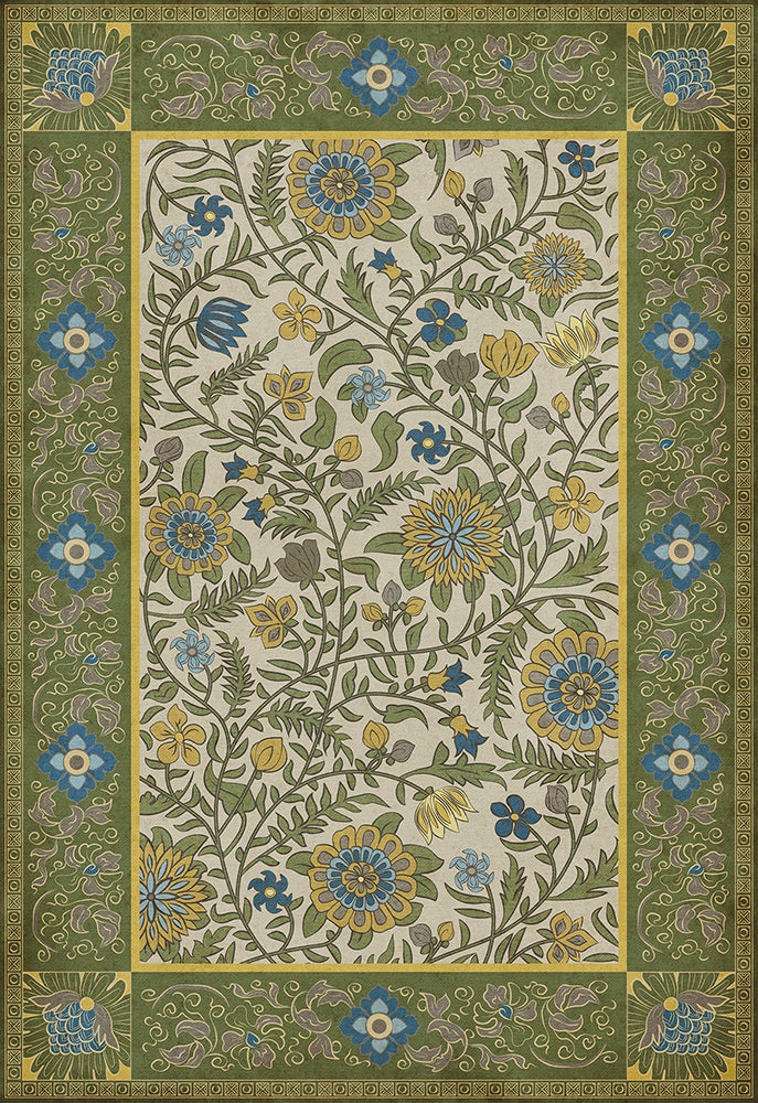 Vintage Vinyl Rug - Indian Quilt - Bombay