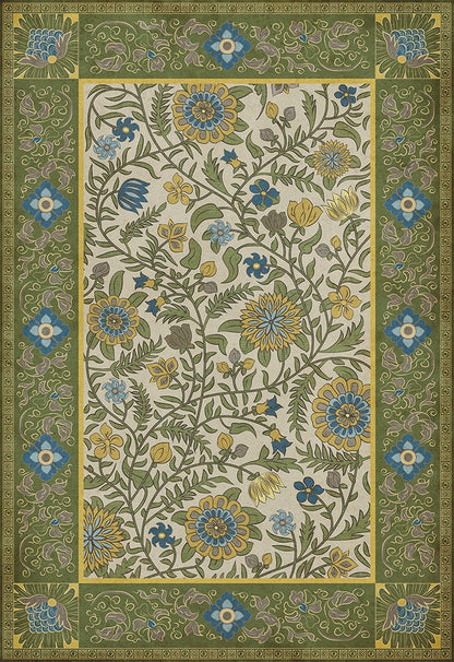 Vintage Vinyl Rug - Indian Quilt - Bombay