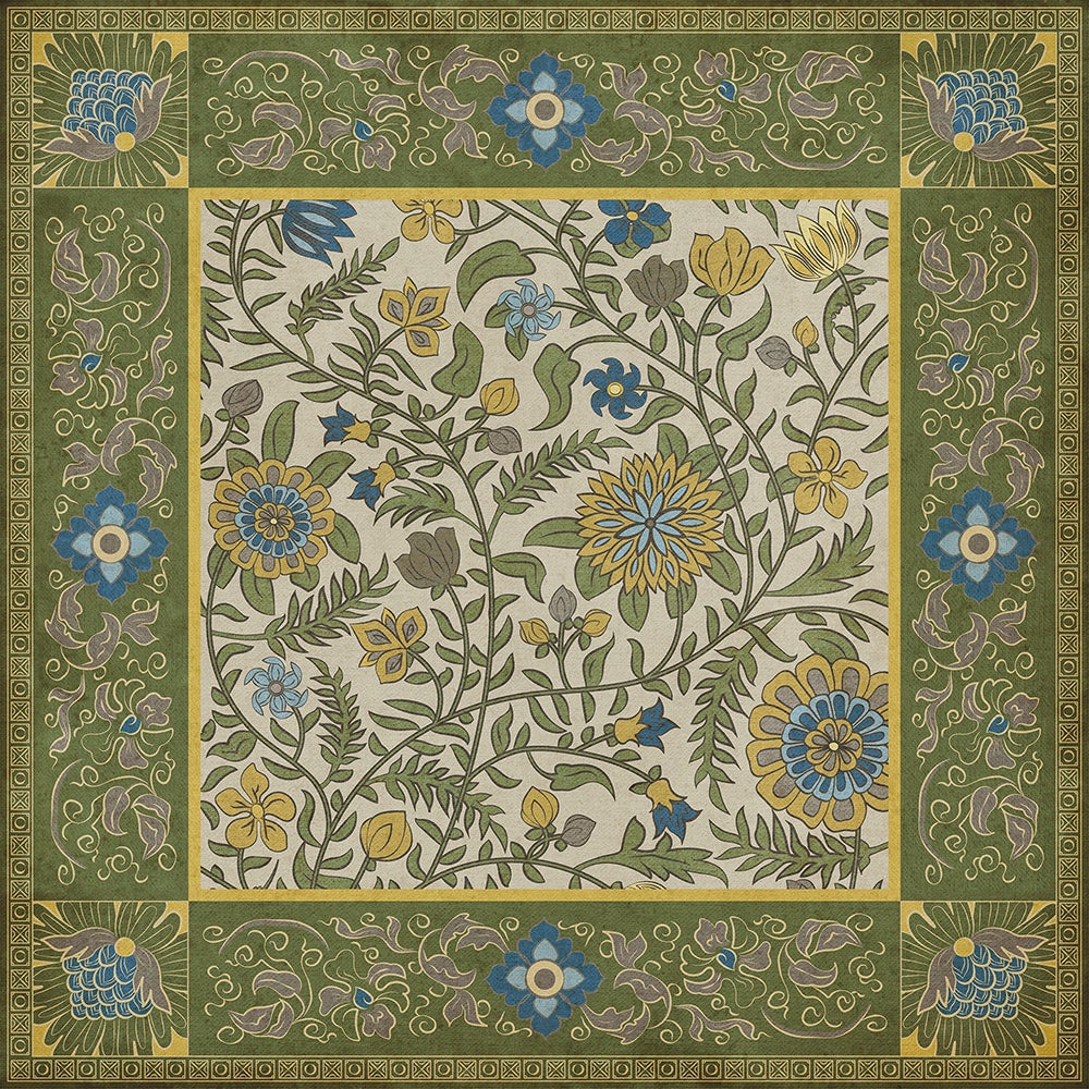 Vintage Vinyl Rug - Indian Quilt - Bombay