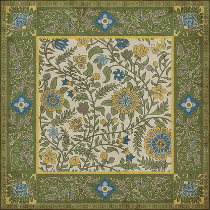 Vintage Vinyl Rug - Indian Quilt - Bombay