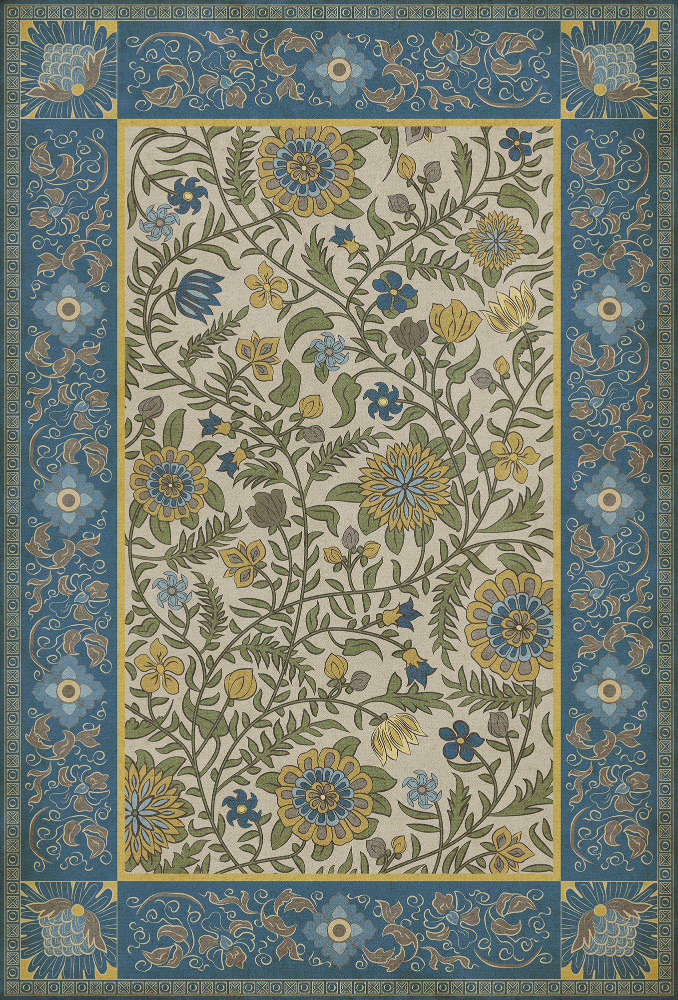Vintage Vinyl Rug - Indian Quilt - Cochin