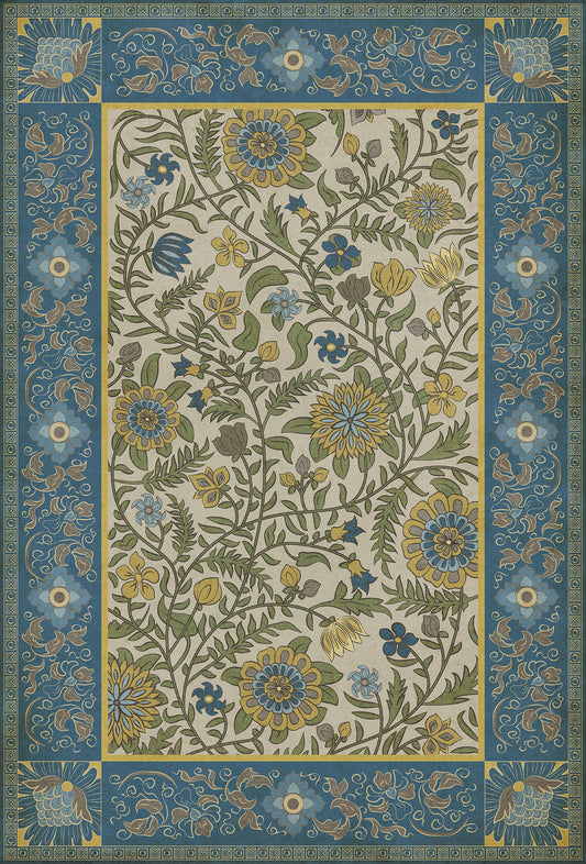 Vintage Vinyl Rug - Indian Quilt - Cochin
