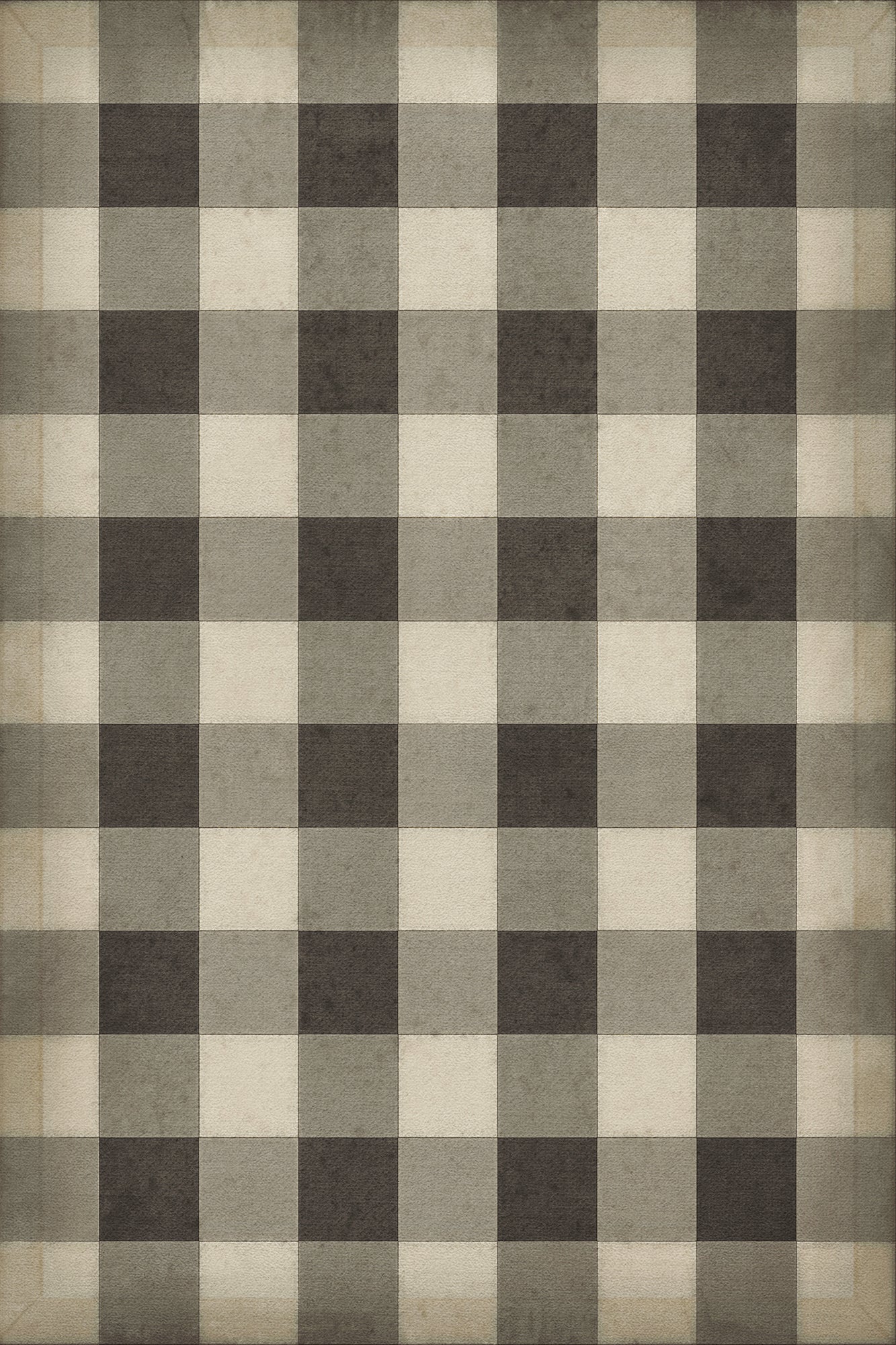 Vintage Vinyl Rug - Gingham Canvas - Black