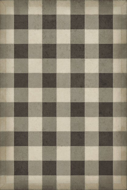Vintage Vinyl Rug - Gingham Canvas - Black