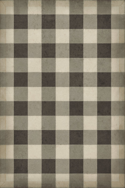 Vintage Vinyl Rug - Gingham Canvas - Black