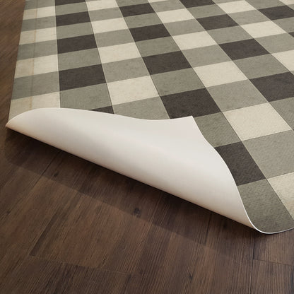 Vintage Vinyl Rug - Gingham Canvas - Black