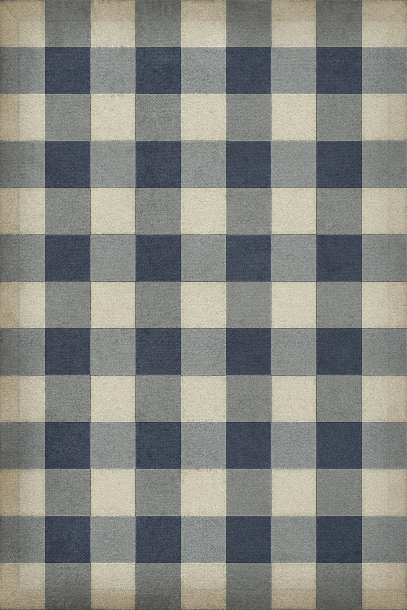 Vintage Vinyl Rug - Gingham Canvas - Blue