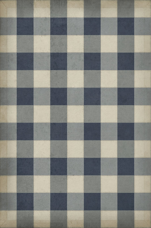 Vintage Vinyl Rug - Gingham Canvas - Blue