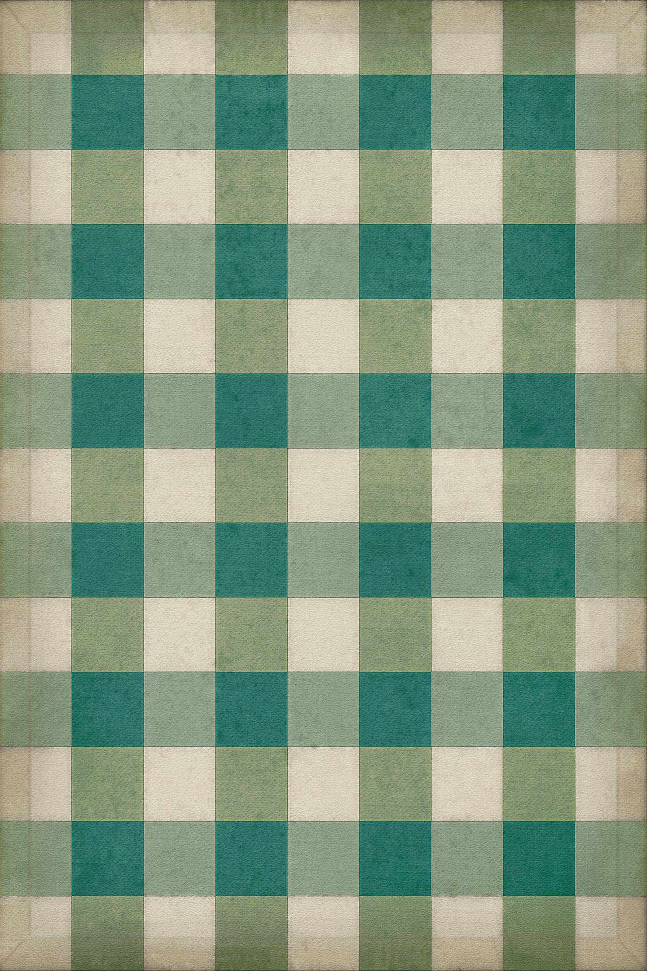 Vintage Vinyl Rug - Gingham Canvas - Green