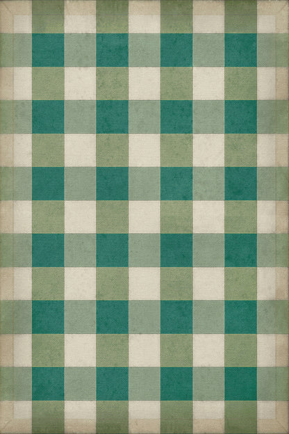 Vintage Vinyl Rug - Gingham Canvas - Green