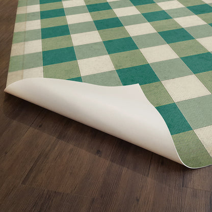 Vintage Vinyl Rug - Gingham Canvas - Green
