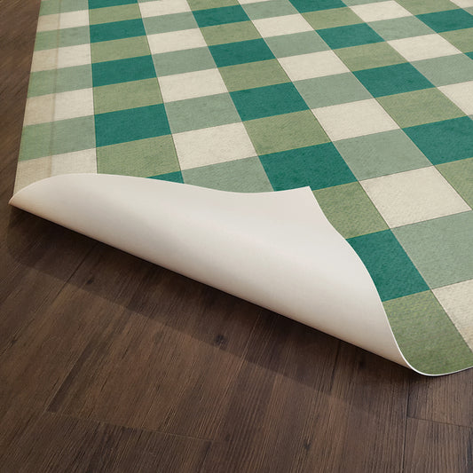 Vintage Vinyl Rug - Gingham Canvas - Green