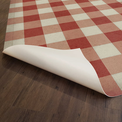 Vintage Vinyl Rug - Gingham Canvas - Red