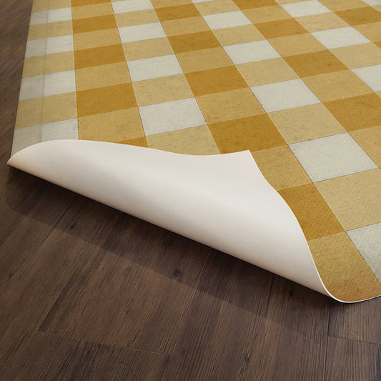 Vintage Vinyl Rug - Gingham Canvas - Yellow