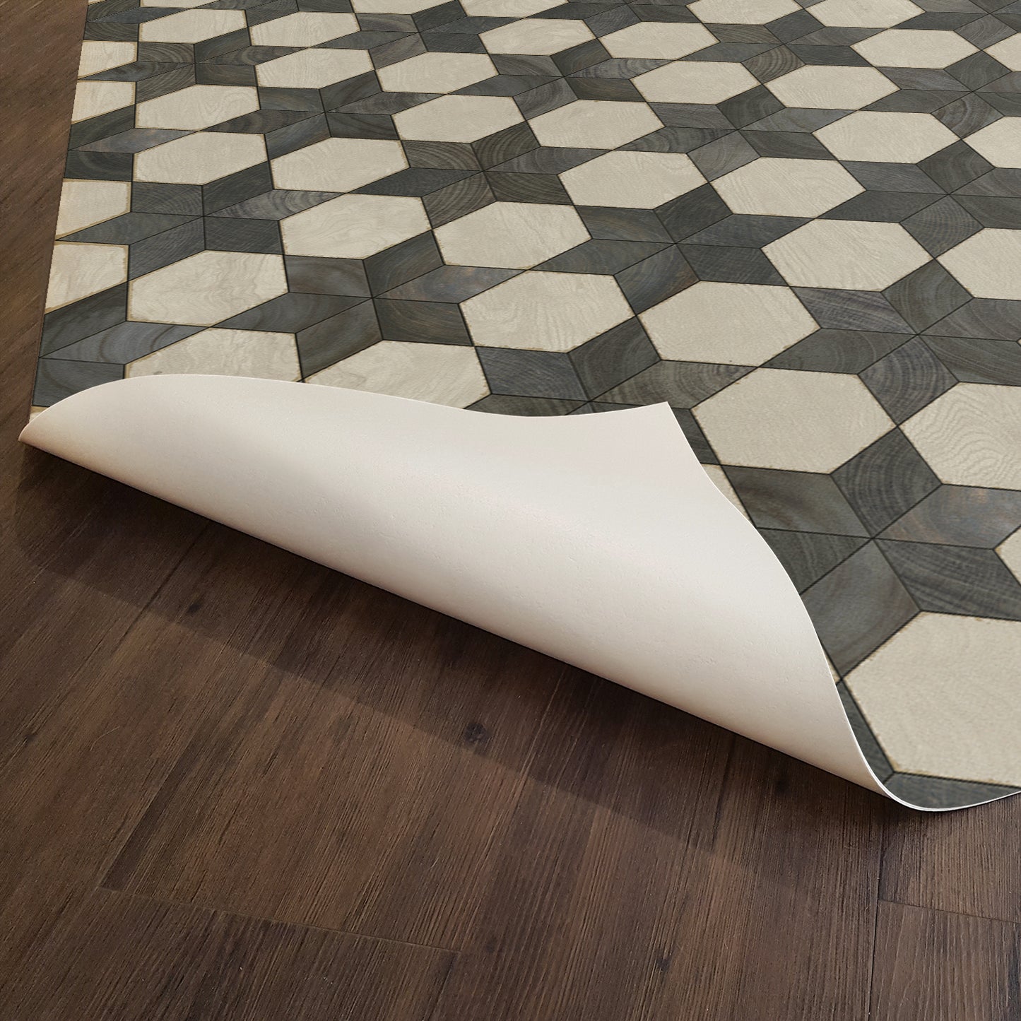 Vintage Vinyl Rug - Illuminated - Black Star