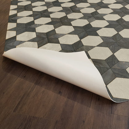 Vintage Vinyl Rug - Illuminated - Black Star