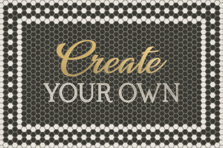 Vintage Vinyl Rug - Create Your Own Mosaic - Customized 46th Street with Gold Script