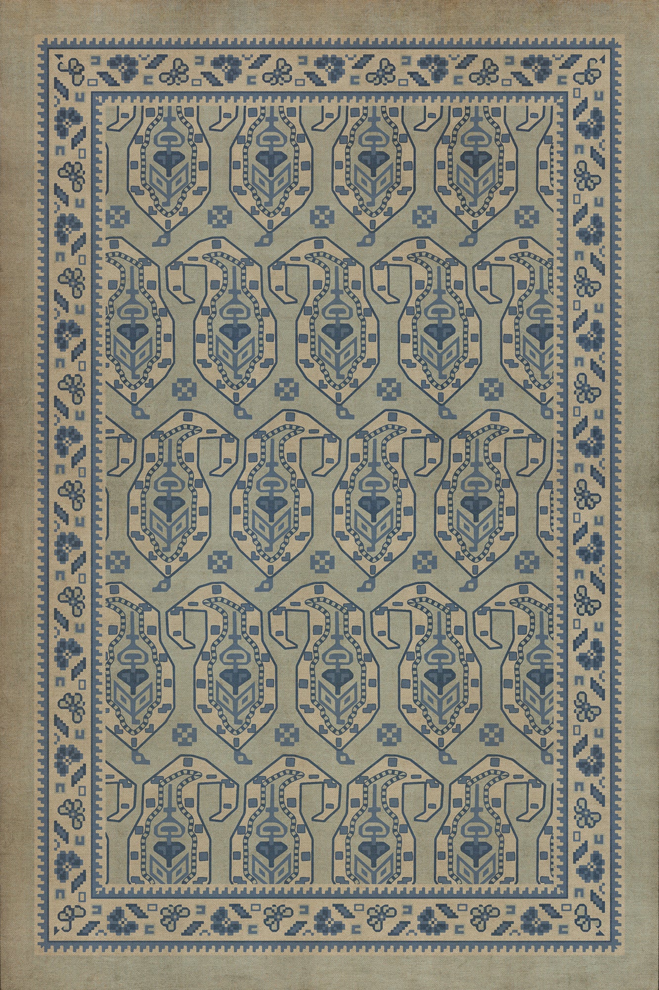 Vintage Vinyl Rug - Kintala - Albastru