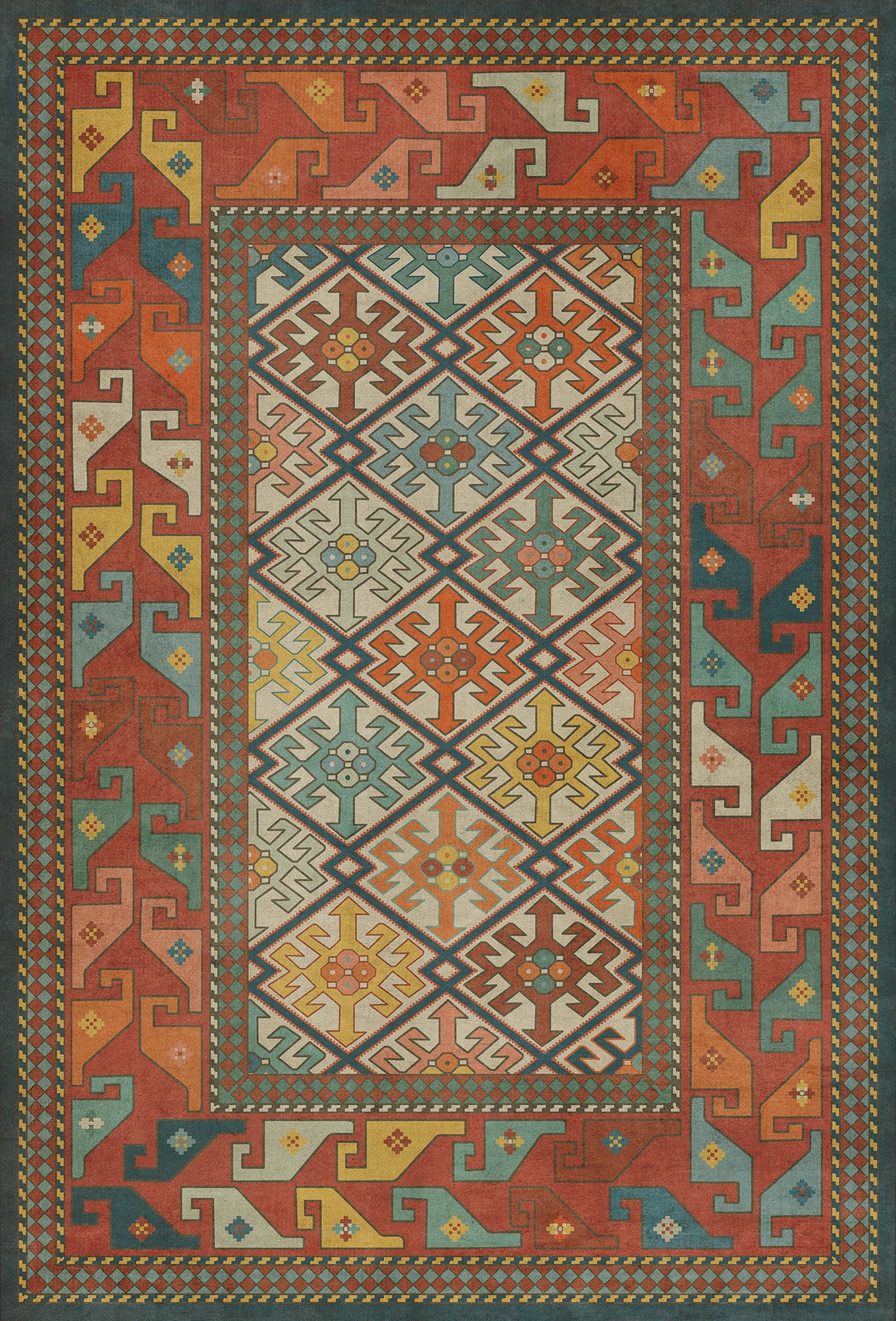 Vintage Vinyl Rug - Daghestan - Raduga