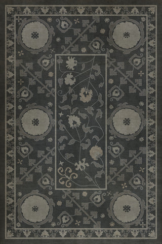Vintage Vinyl Rug - Samarkand - Qora