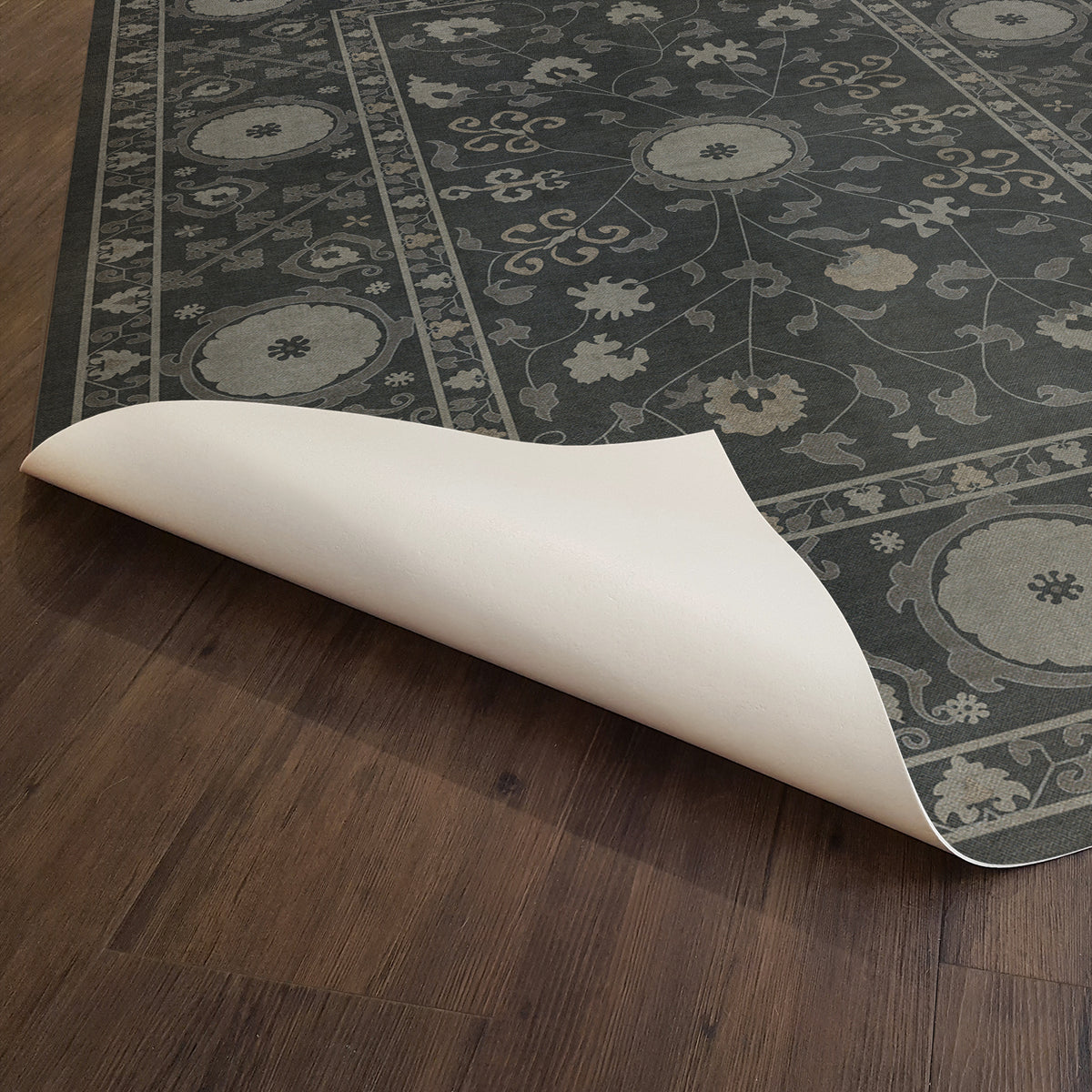 Vintage Vinyl Rug - Samarkand - Qora