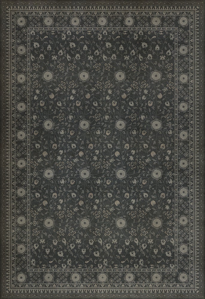 Vintage Vinyl Rug - Samarkand - Qora