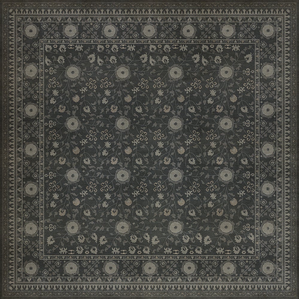 Vintage Vinyl Rug - Samarkand - Qora
