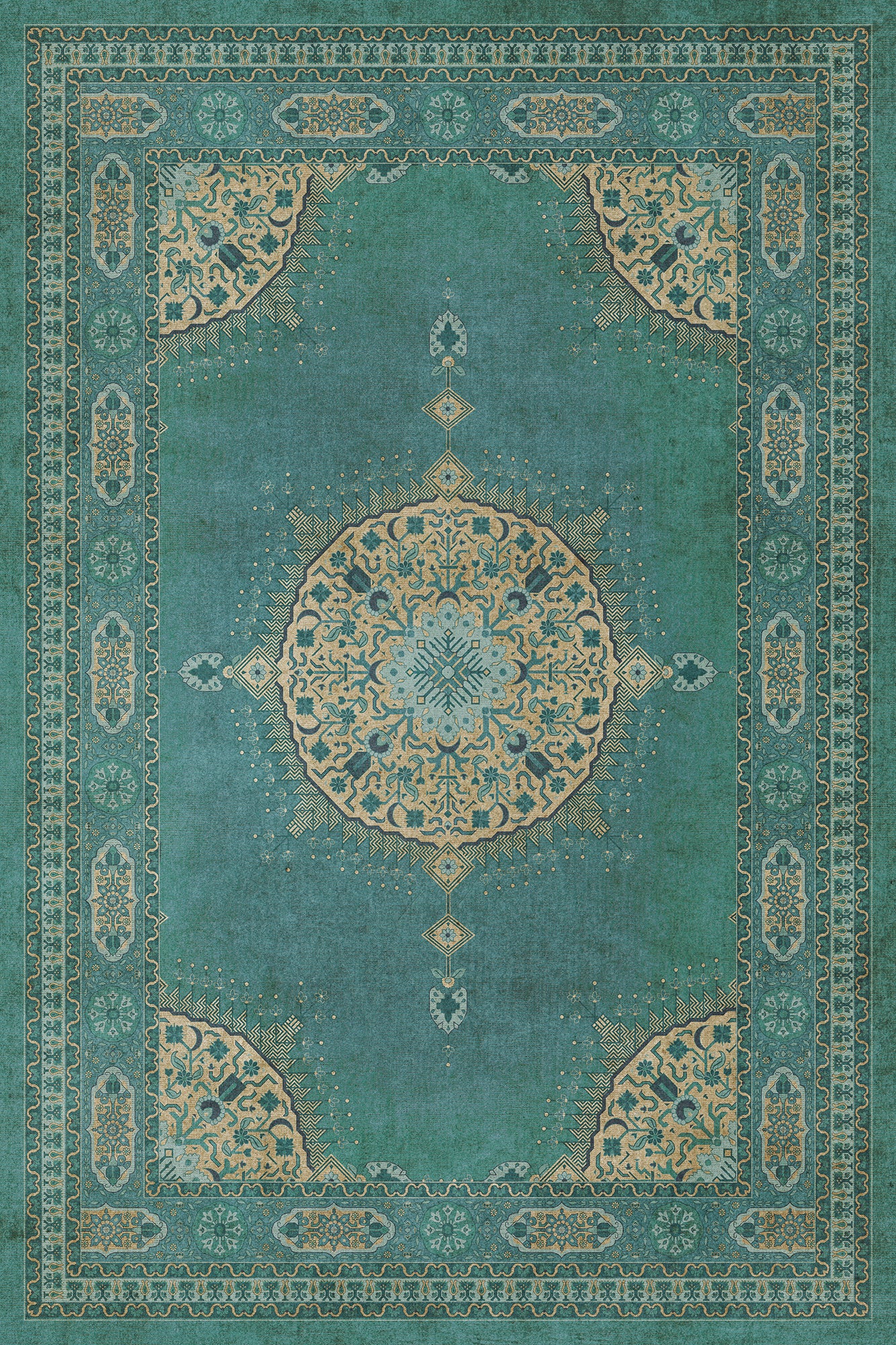 Vintage Vinyl Rug - Tabriz - Govad