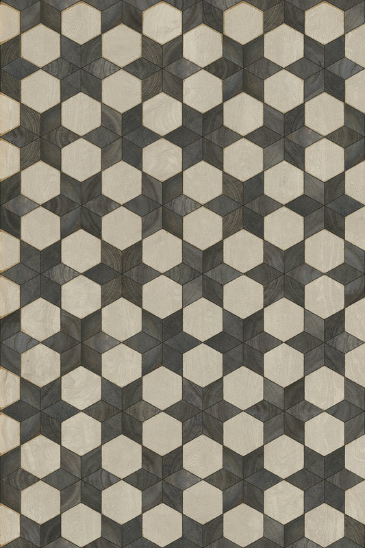 Vintage Vinyl Rug - Illuminated - Black Star