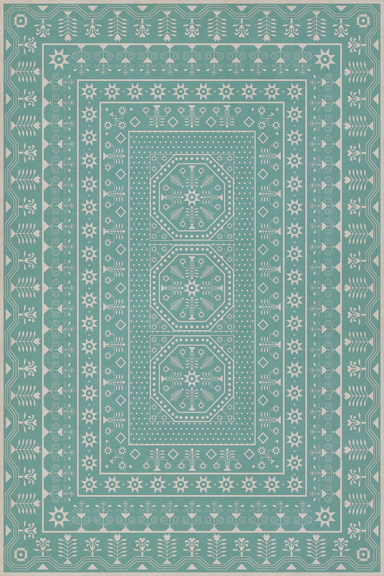 Vintage Vinyl Rug - Embroidery - A Rain of Melody