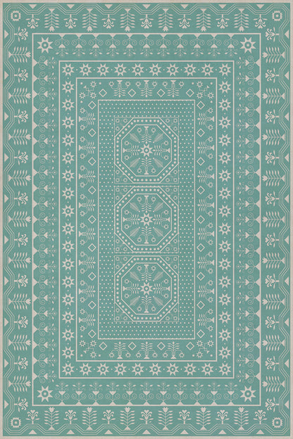 Vintage Vinyl Rug - Embroidery - A Rain of Melody