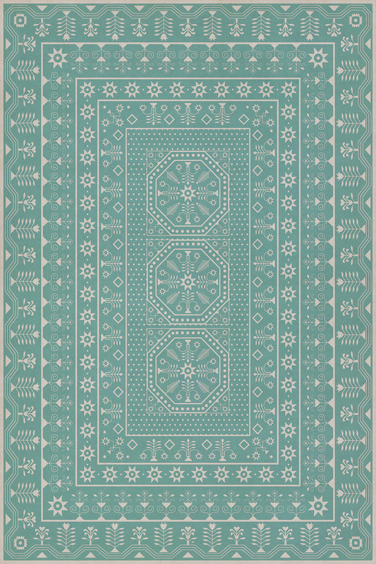 Vintage Vinyl Rug - Embroidery - A Rain of Melody
