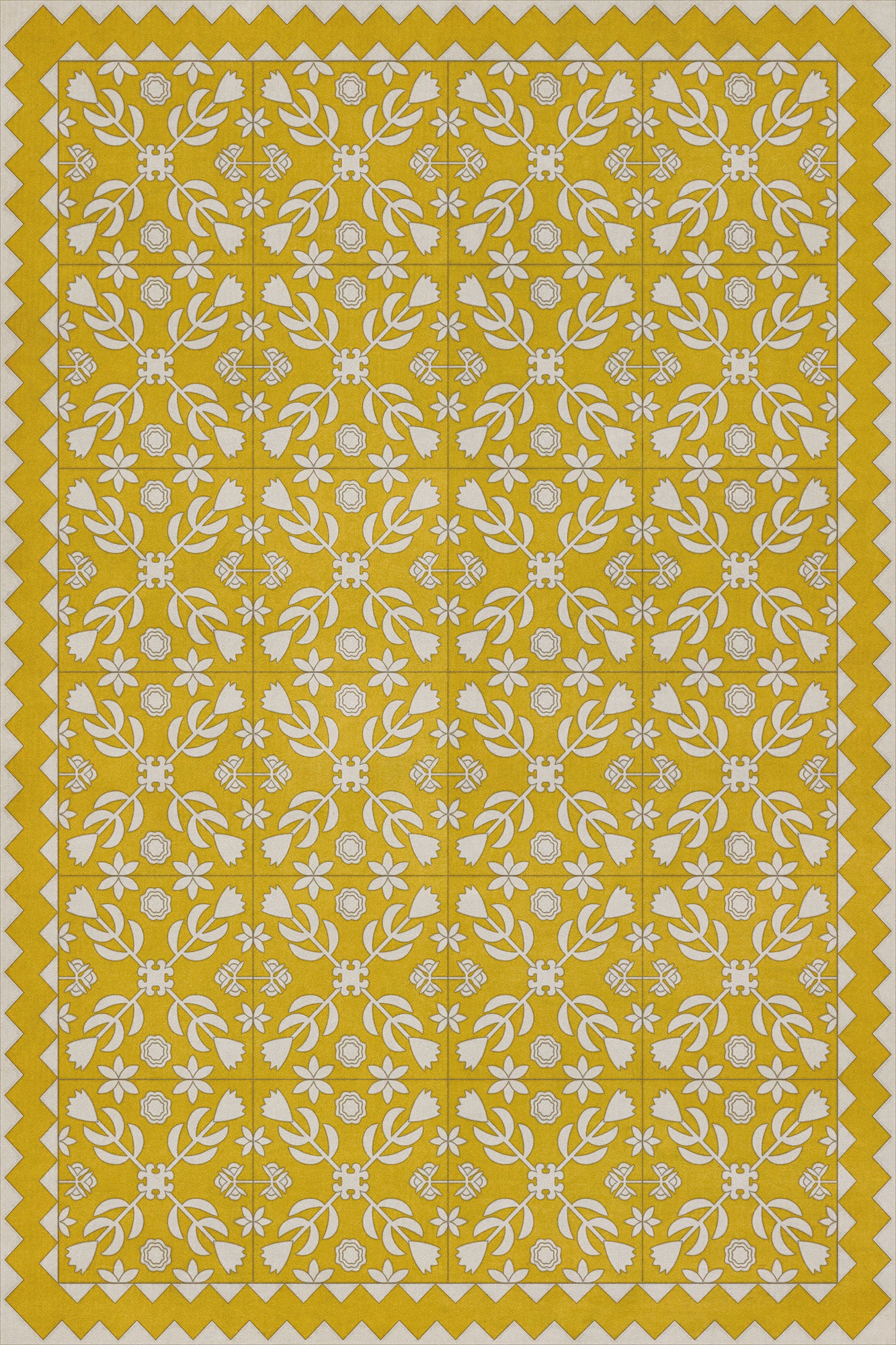 Vintage Vinyl Rug - Floral Quilt - Autumn Moonlight