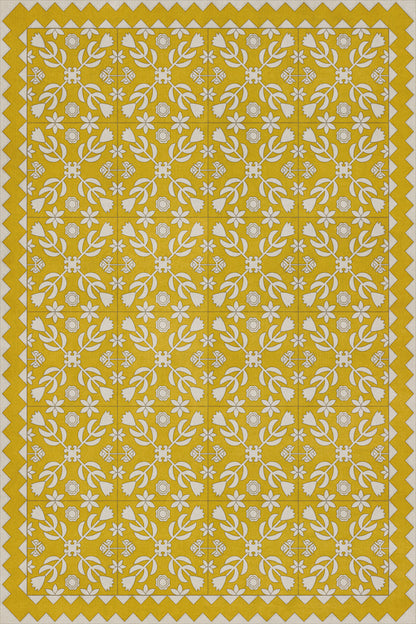 Vintage Vinyl Rug - Floral Quilt - Autumn Moonlight