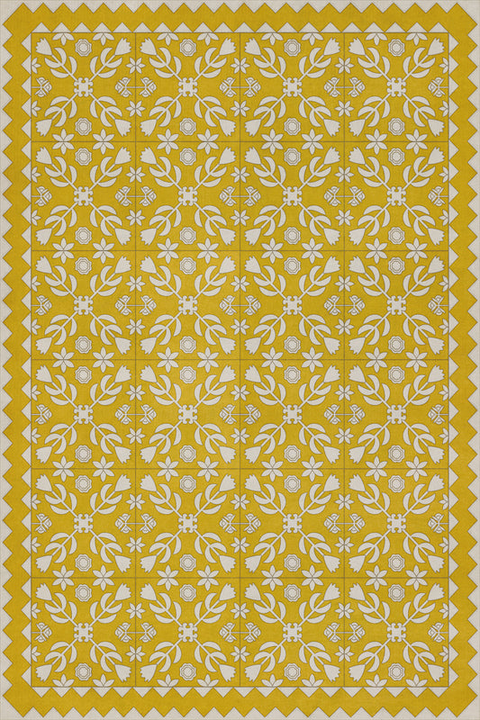 Vintage Vinyl Rug - Floral Quilt - Autumn Moonlight