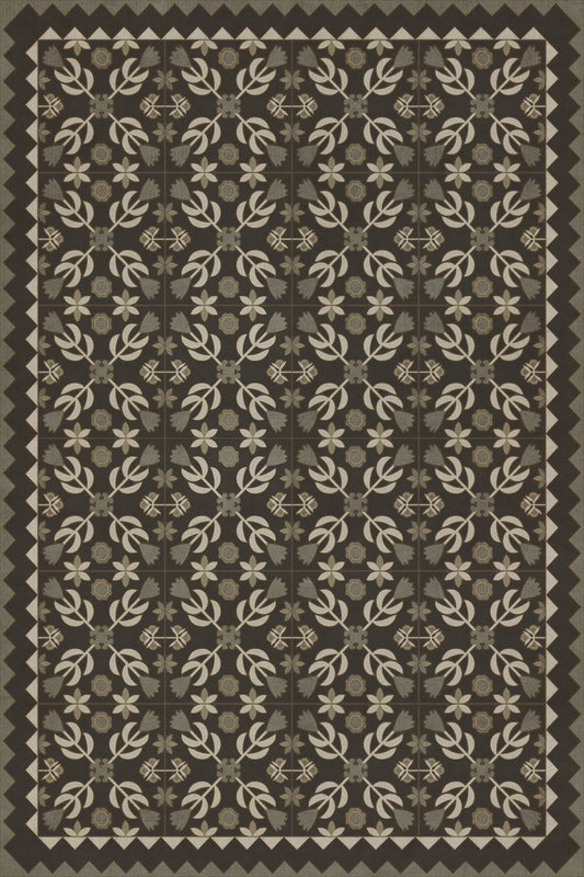 Vintage Vinyl Rug - Floral Quilt - Awake at Night