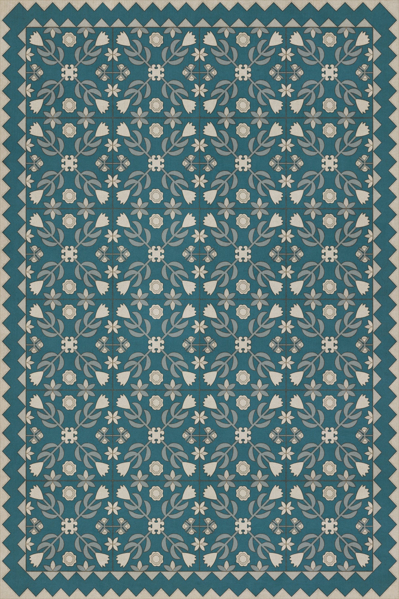 Vintage Vinyl Rug - Floral Quilt - Spring Rain