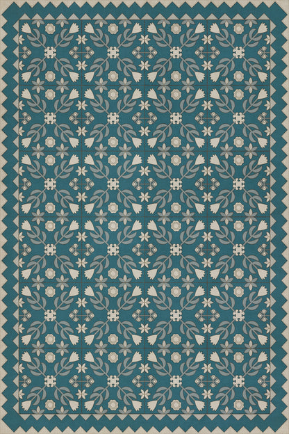 Vintage Vinyl Rug - Floral Quilt - Spring Rain