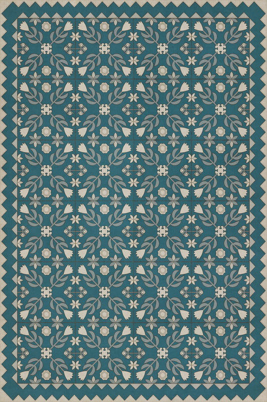 Vintage Vinyl Rug - Floral Quilt - Spring Rain