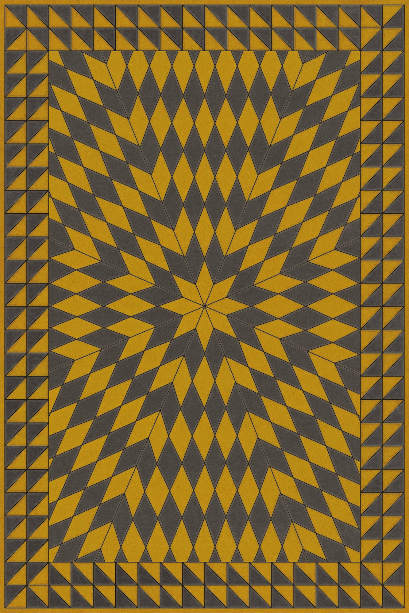 Vintage Vinyl Rug - Sunburst - Swinging Lamps at Night