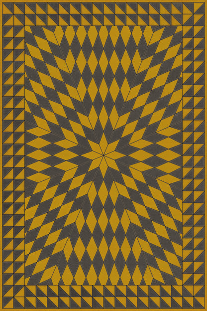 Vintage Vinyl Rug - Sunburst - Swinging Lamps at Night