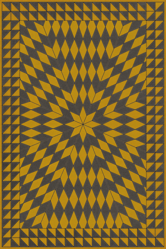 Vintage Vinyl Rug - Sunburst - Swinging Lamps at Night