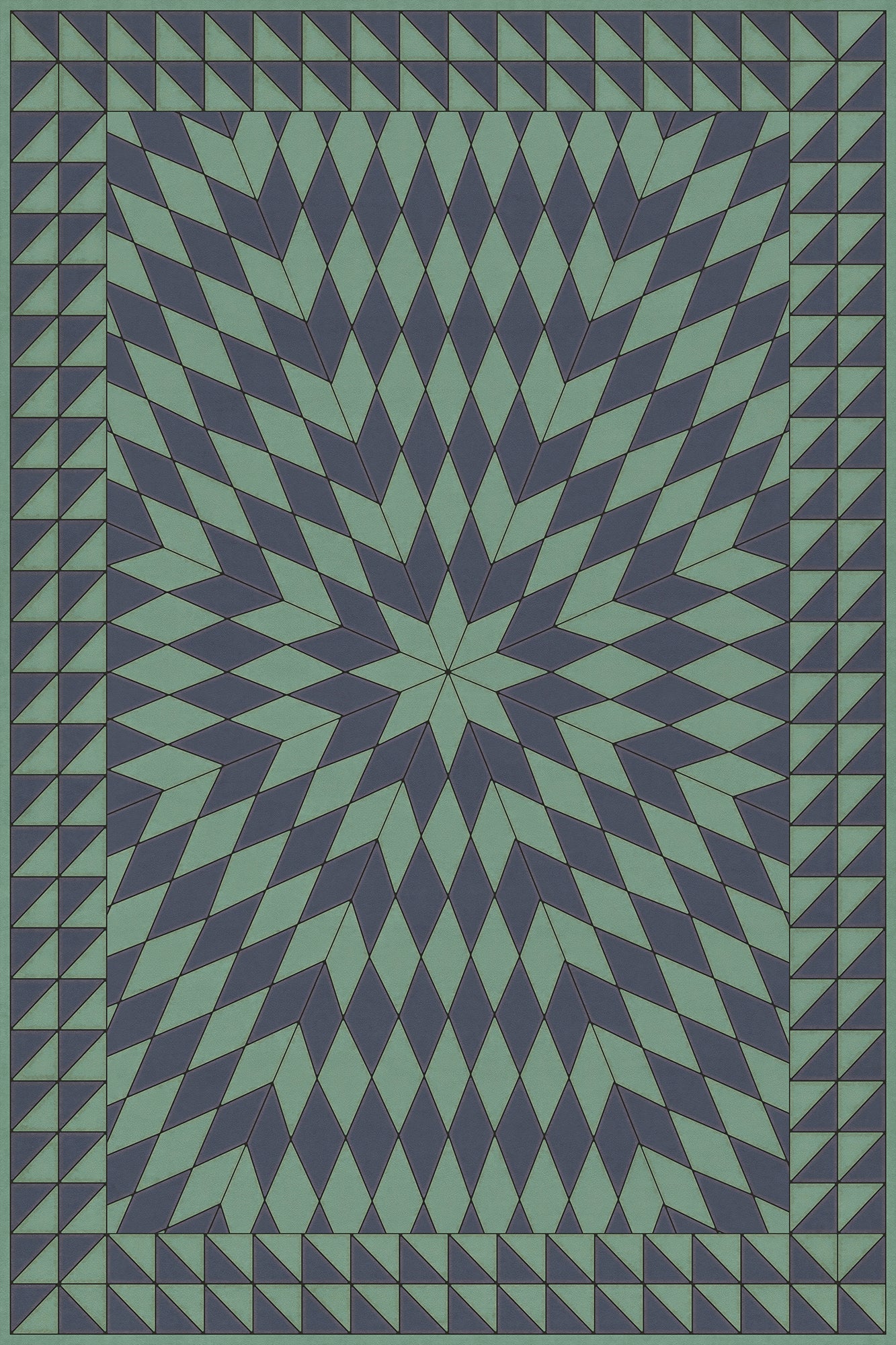 Vintage Vinyl Rug - Sunburst - Winter in the Shade