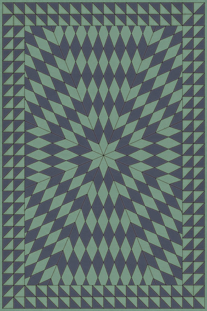 Vintage Vinyl Rug - Sunburst - Winter in the Shade