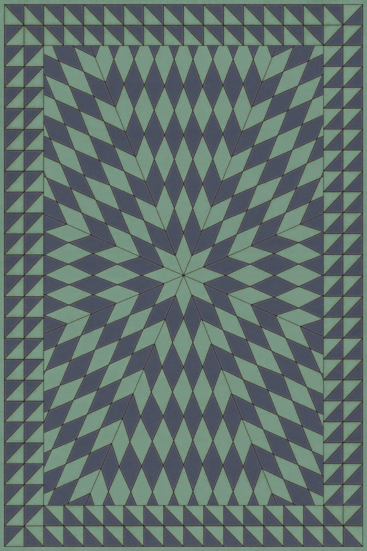 Vintage Vinyl Rug - Sunburst - Winter in the Shade