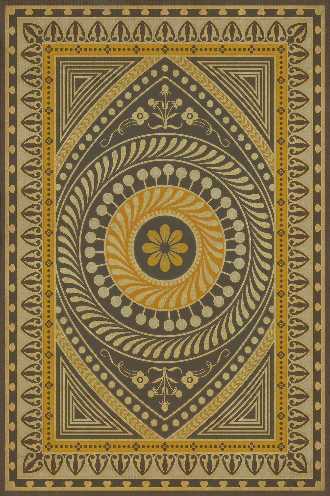 Vintage Vinyl Rug - Pattern 75 - Pray for Happiness