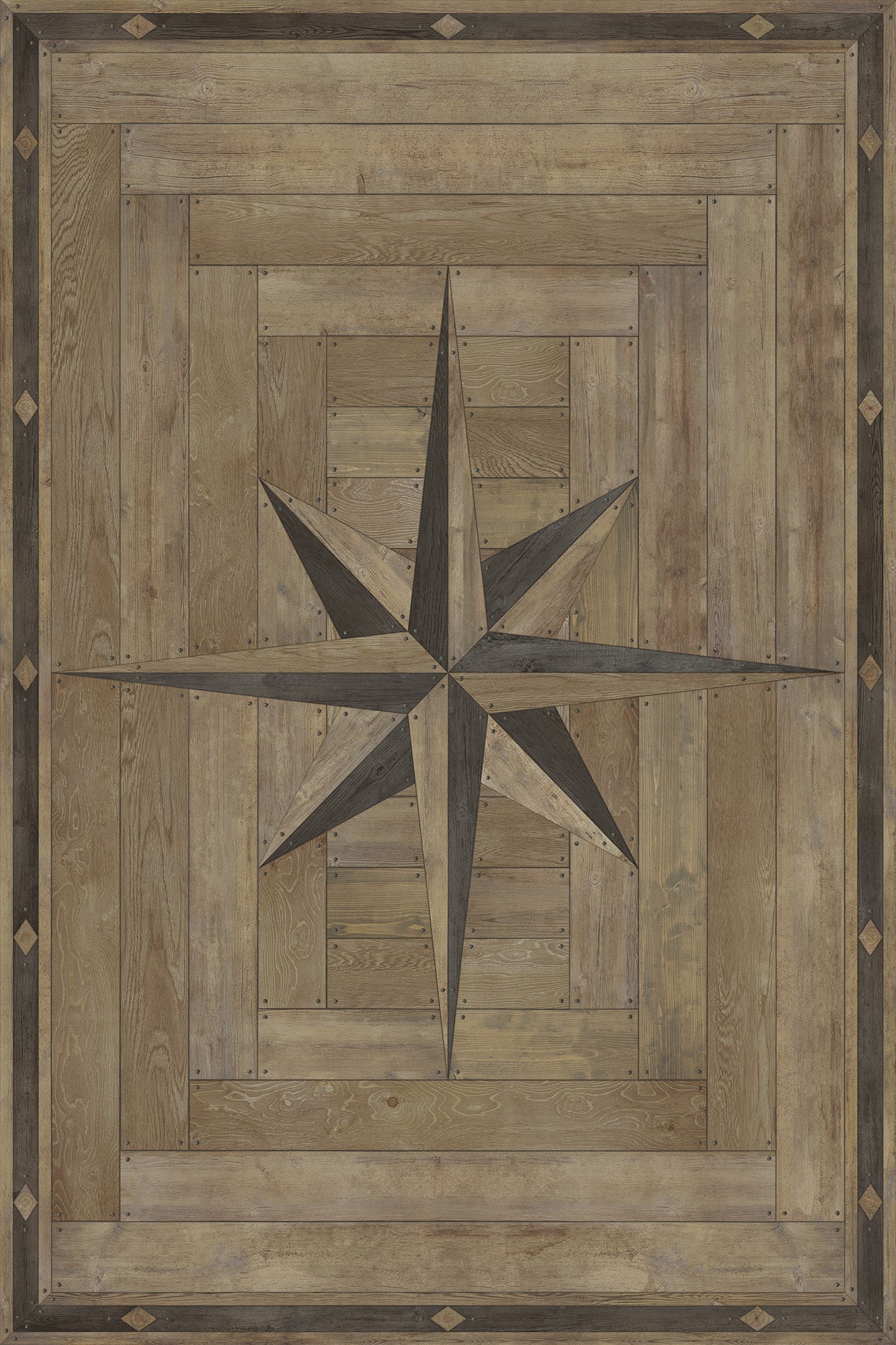 Vintage Vinyl Rug - 18th Century Joinery - Crosspiece