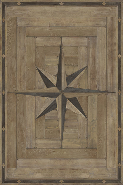 Vintage Vinyl Rug - 18th Century Joinery - Crosspiece